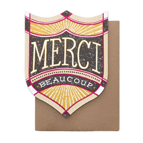 Designed to say "Thank you" with some French flair, blank inside, makes for a perfect thank you card for any occasion.