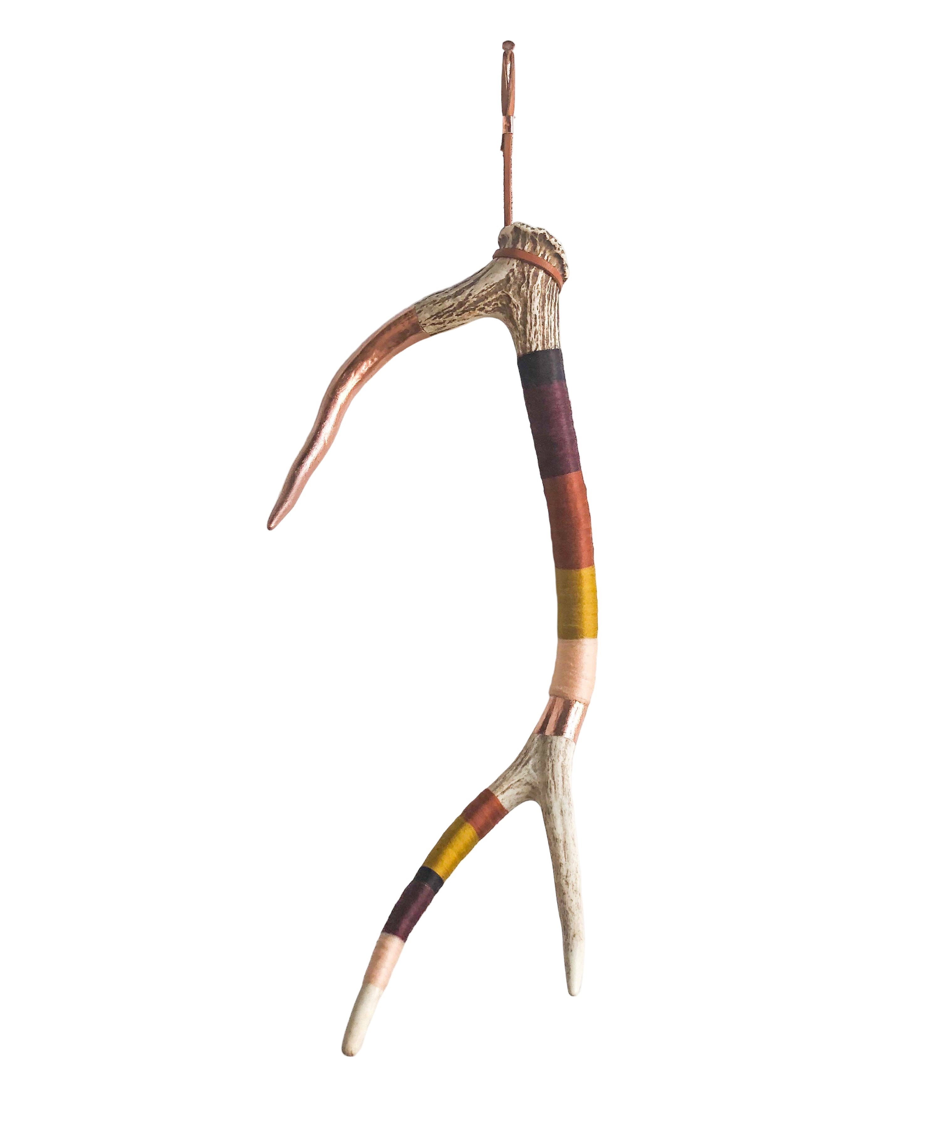 Medium Axis Wool Wrapped Deer Antler with Copper
