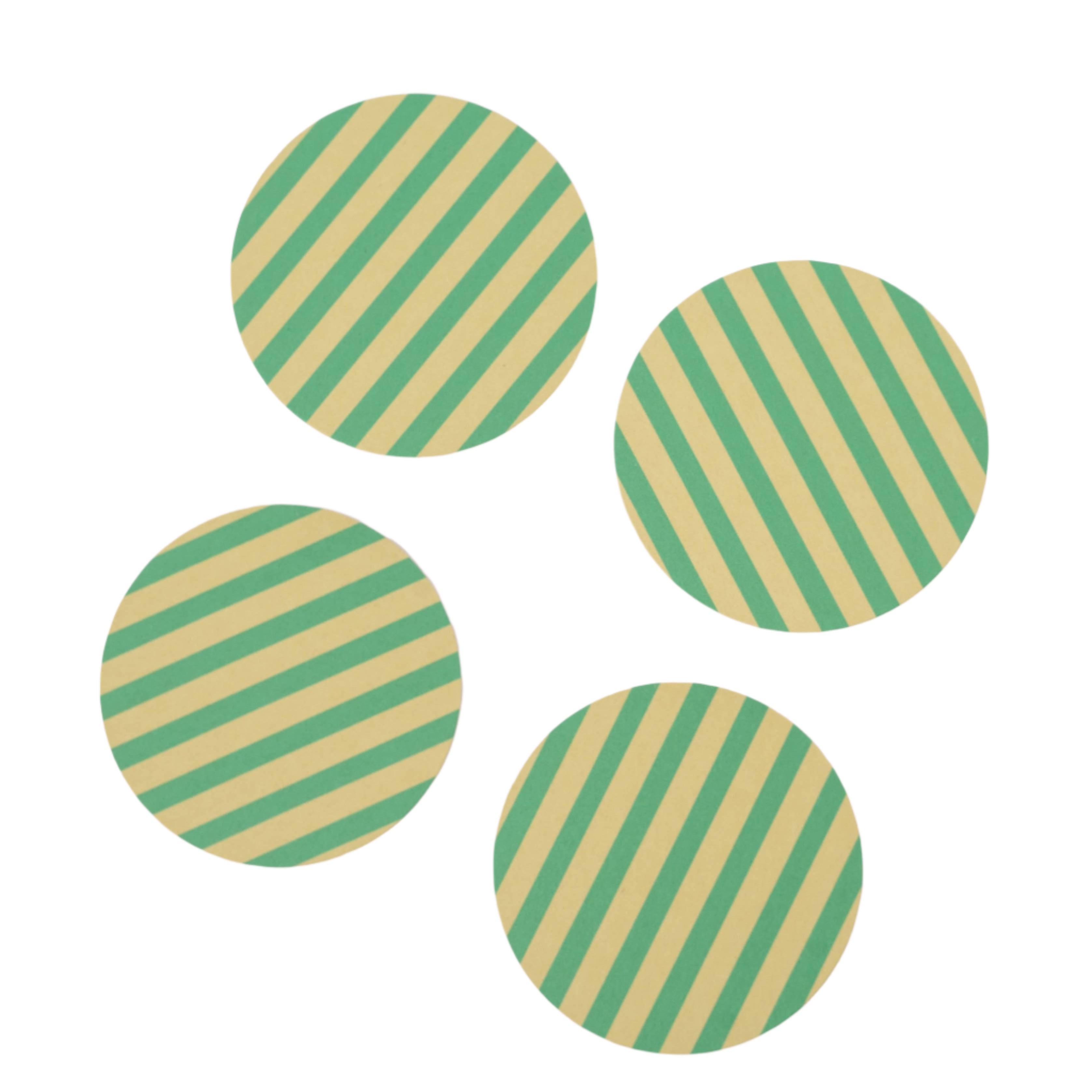 Green Striped Coasters Set