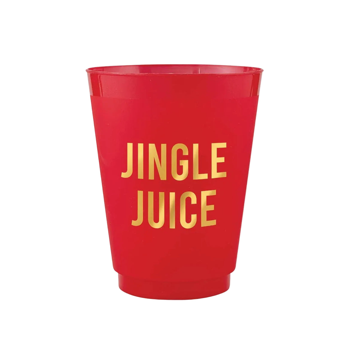 Red cup with 'JINGLE JUICE' text in gold on a white background