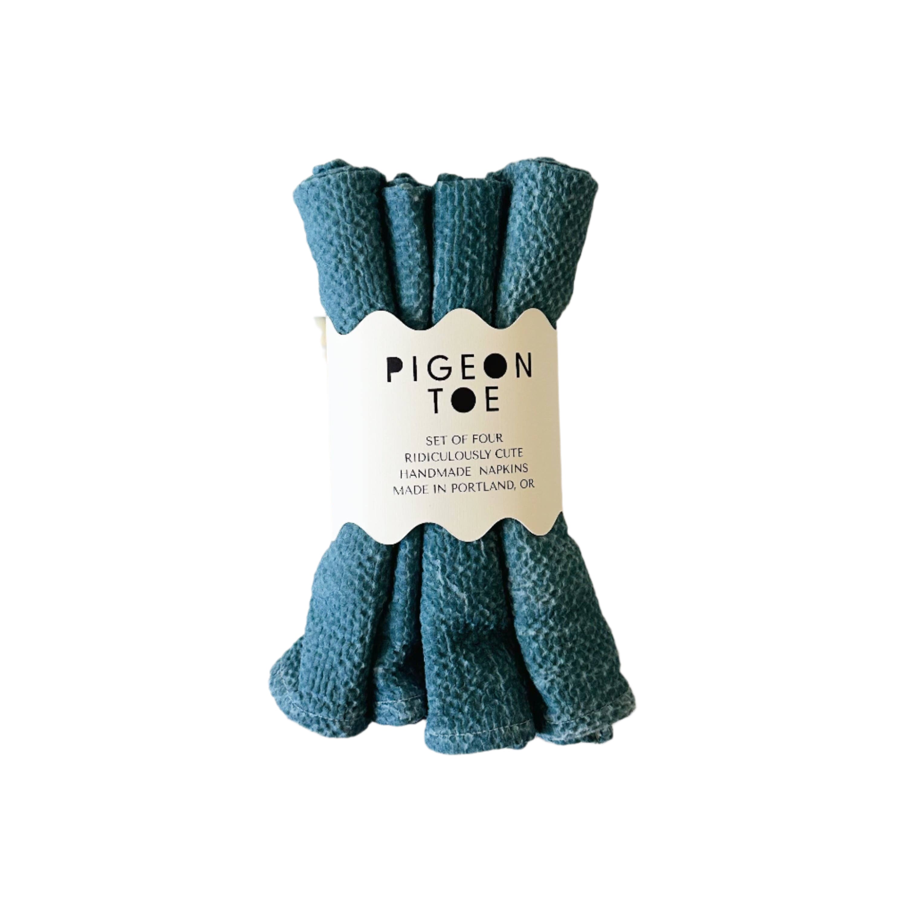 Set of 4 textured cotton napkins all hand dyed a ocean blue