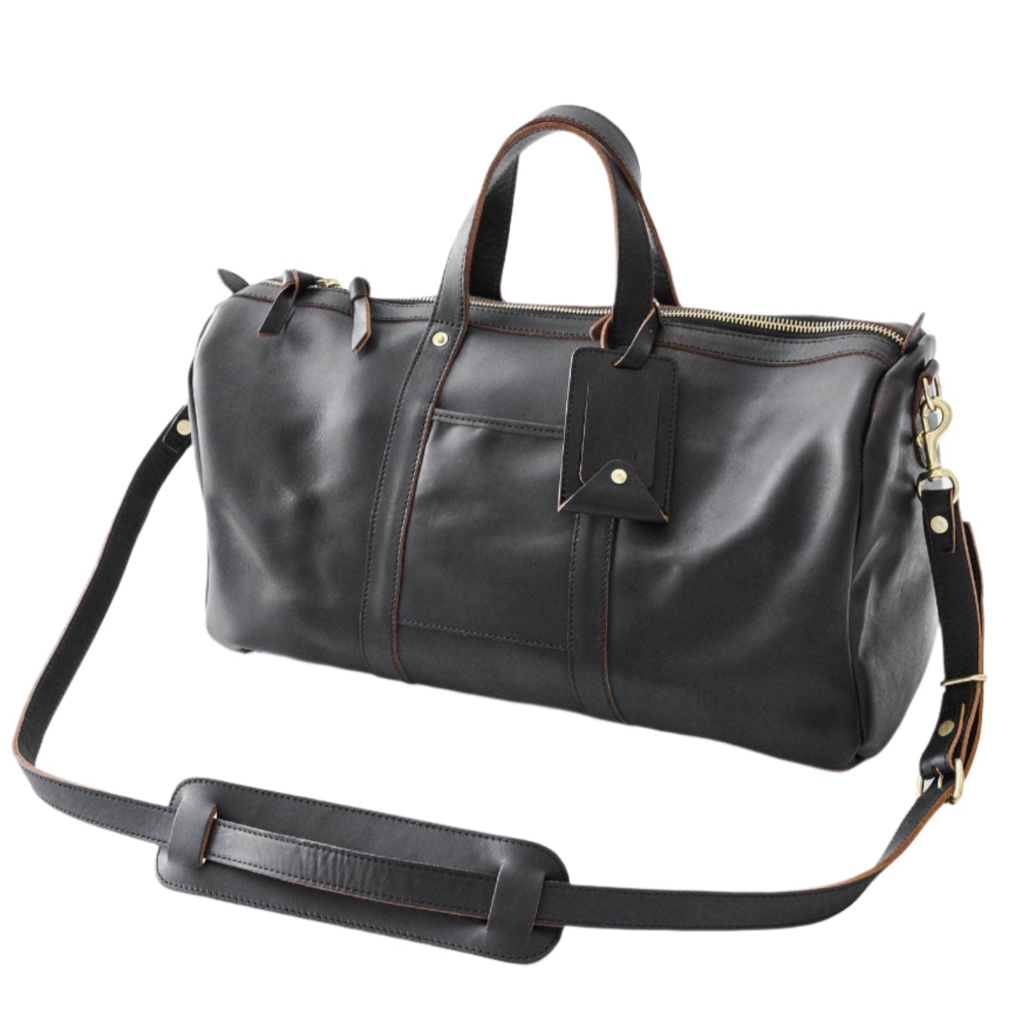 Desert Black Leather Travel Duffle Bag