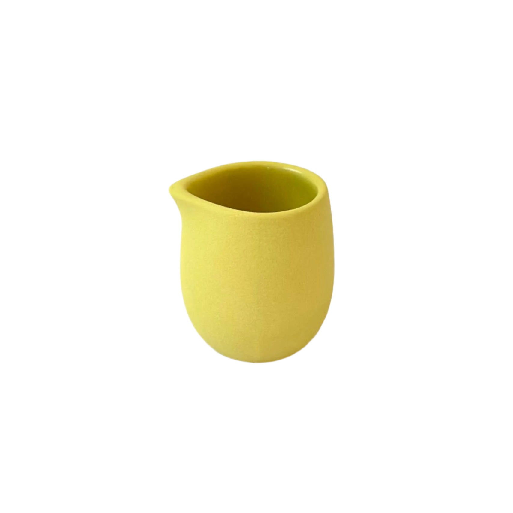 3oz handmade ceramic creamer in glossy canary yellow is perfect for syrup, sauce and decor.