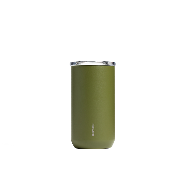 Olive green 12oz Everyday Tumbler with leakproof lid, ideal for commuting, road trips, or sipping coffee on the go