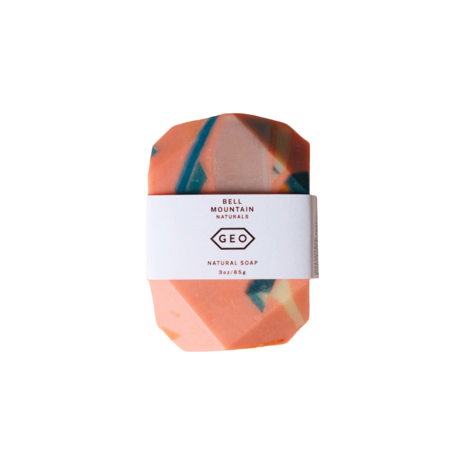 Artisan 3oz soap bar with a pink tone geometric design, spruce and grapefruit scent, eco-friendly gift-ready skincare.