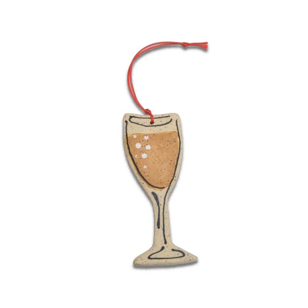 Ceramic Glass of champagne Ornament