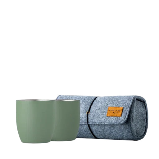 Cypress Parkside tumbler 2-pack, 10.5oz stainless steel wine-glass design, wool felt case, great for camping or outdoor adventures.