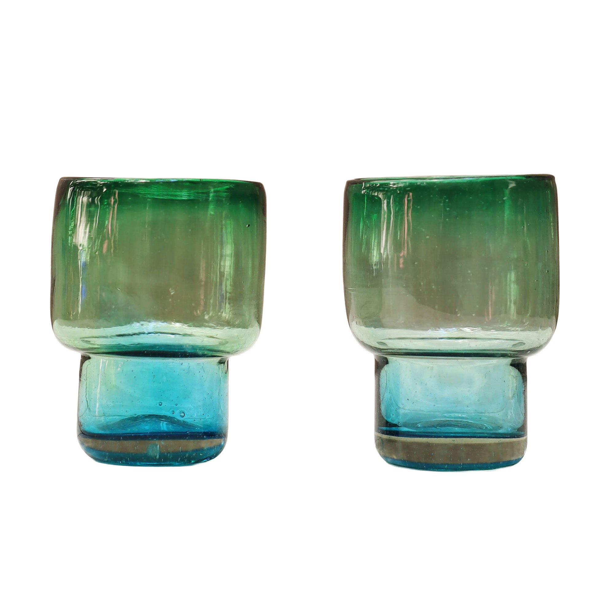 Handblown Stacking Glass – Teal