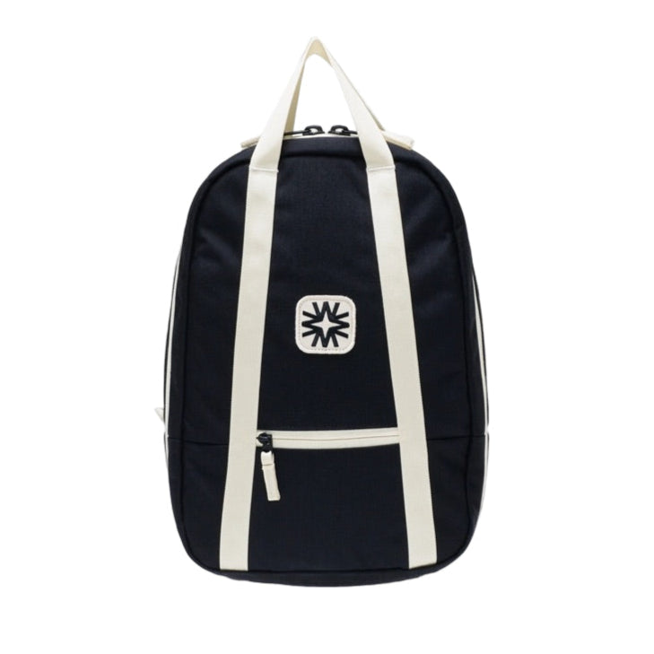 Arrow Pack backpack in black canvas with adjustable straps, durable design for commuting or weekend trips