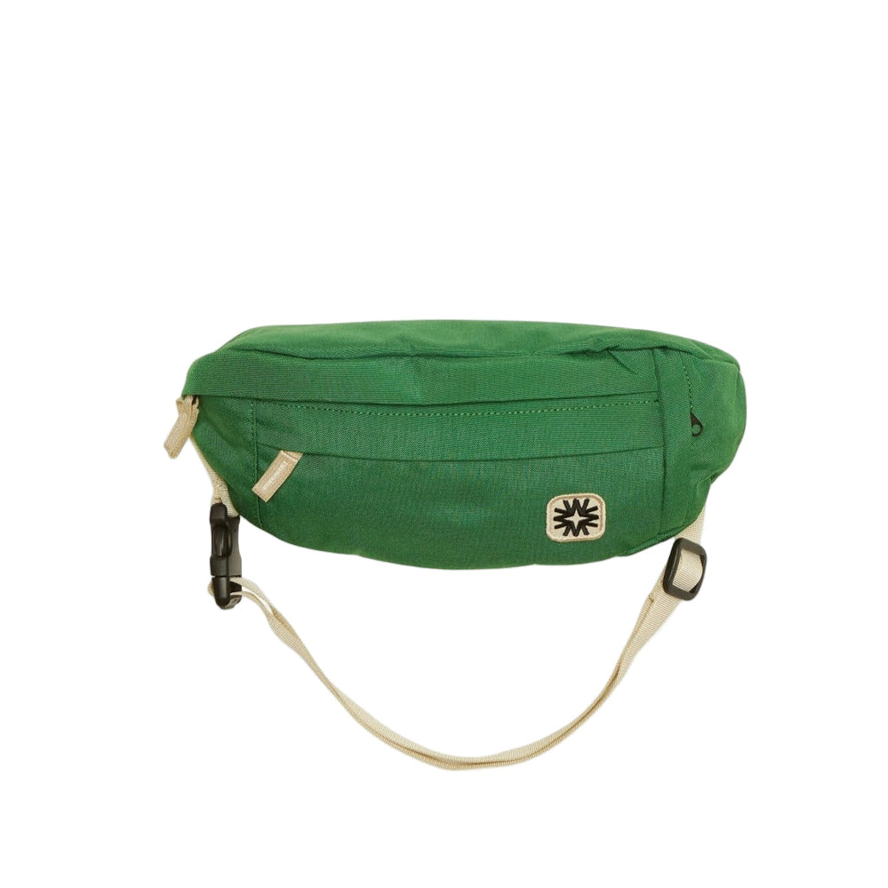 Juniper green canvas Louie Sling bag with adjustable strap, lightweight crossbody for hands-free errands or travel.