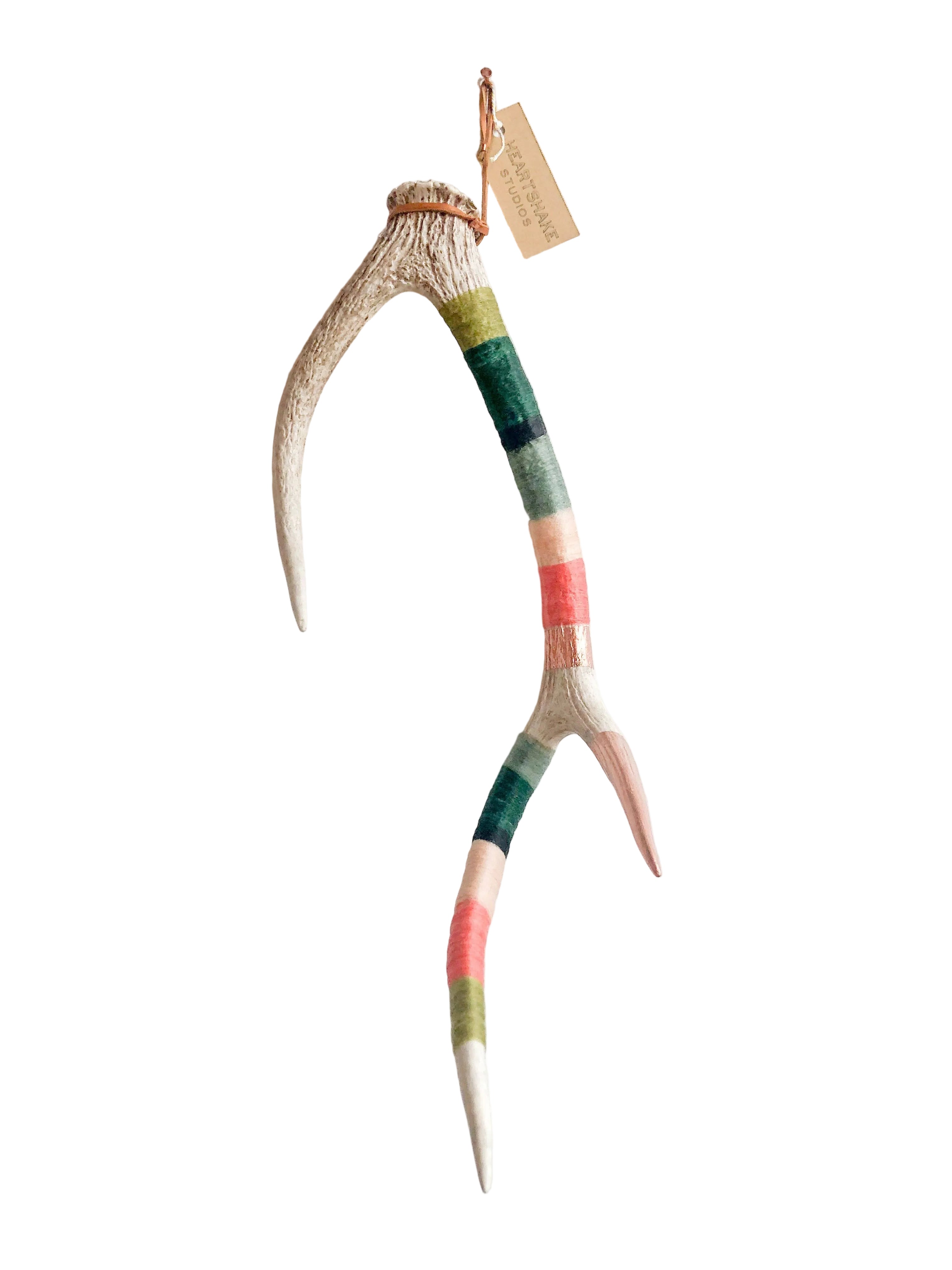 Large Axis Wool Wrapped Deer Antler with Copper