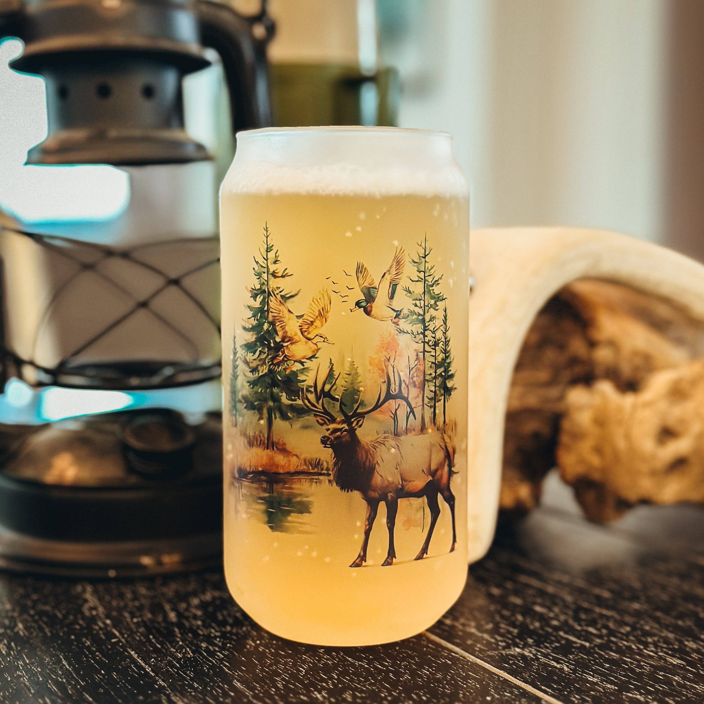 Elks & Ducks Frosted Glass