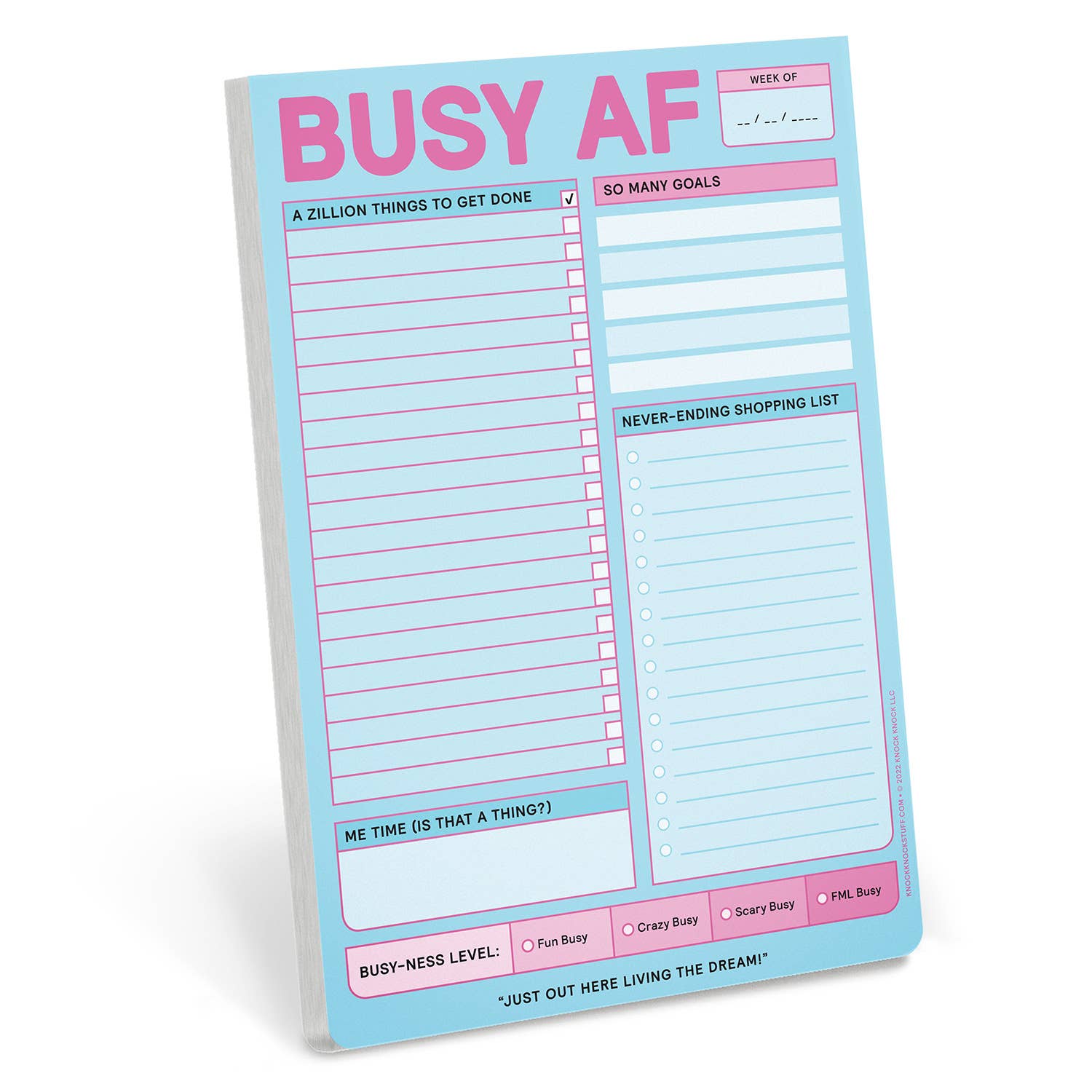Fun yet functional 60 sheet notepad with lists to help keep organized. Perfect gift