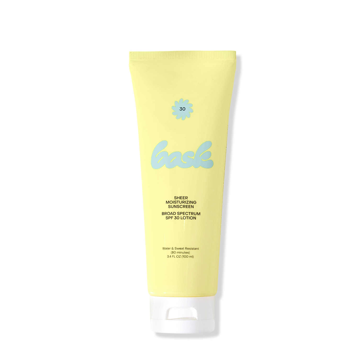 SPF 30 broad spectrum sunscreen in a 3.4oz travel size tube, lightweight and fast-absorbing for daily sun protection.