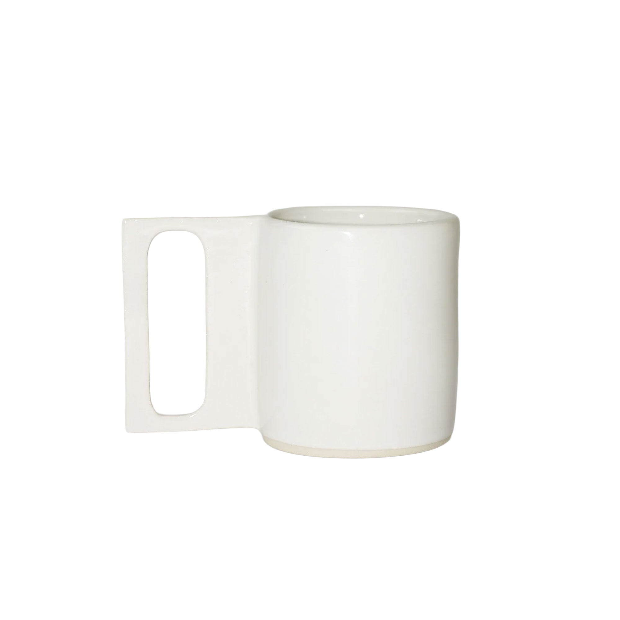 Gloss white Geo Mug, 10oz ceramic cup with modern geometric design, ideal for coffee, tea, or stylish everyday sipping.