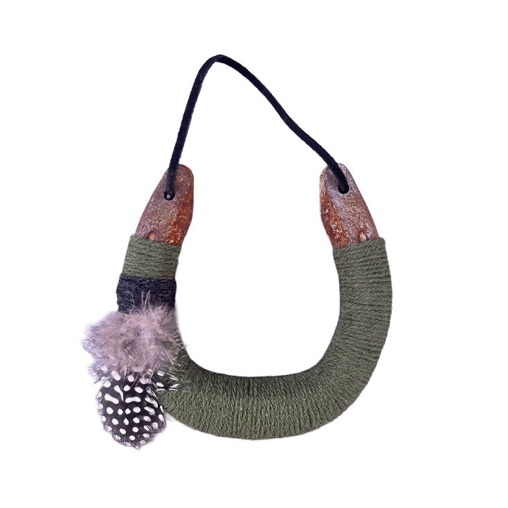 Hunter Green + Accent Feather Lucky Horseshoe