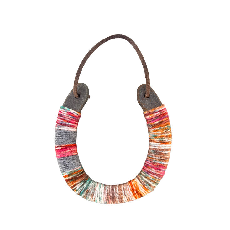Multicolored + Charcoal Stripes Lucky Horseshoe