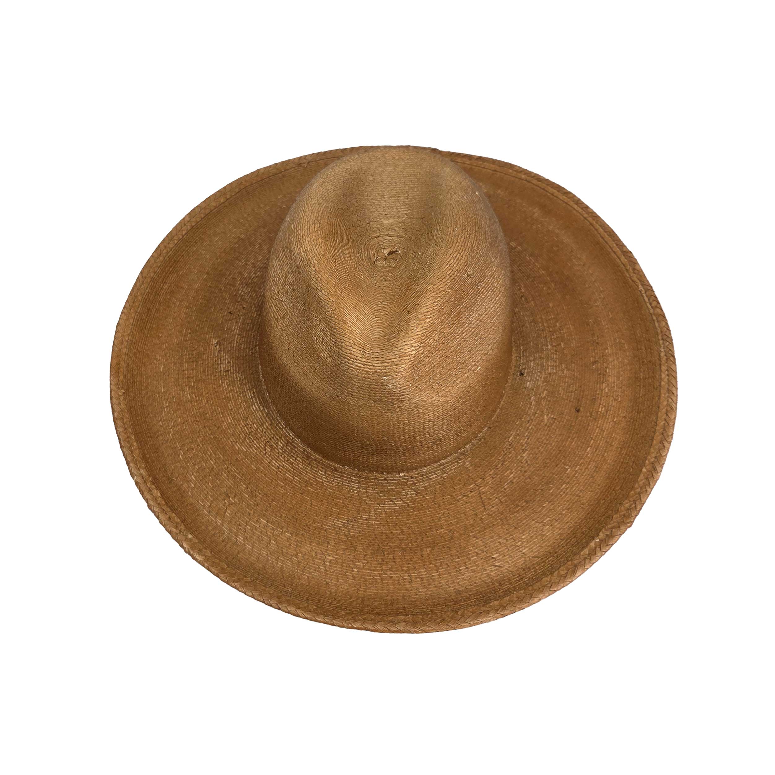 Handwoven palm leaf rancher hat size large, naturally dyed for bold earthy tones—your new favorite sun hat