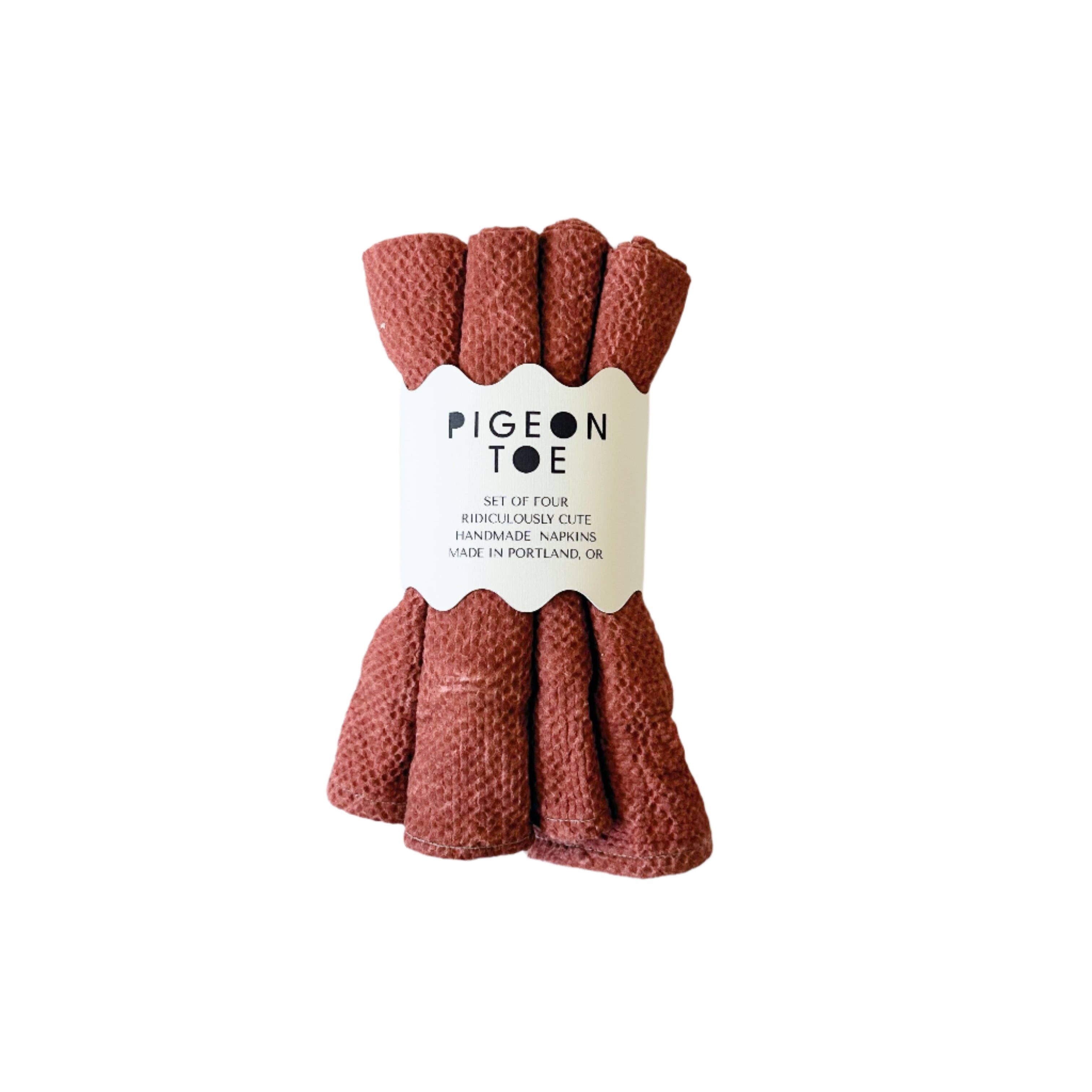 Set of 4 textured cotton napkins all hand dyed a desert sunset hue Sienna. Rustic gift or a pop of color to the table