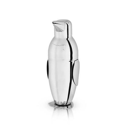 17oz stainless steel cocktail shaker shaped like a penguin, playful barware for mixing drinks with style and charm.