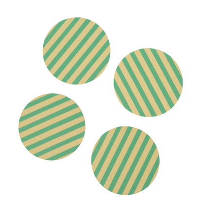 Green Striped Coasters Set
