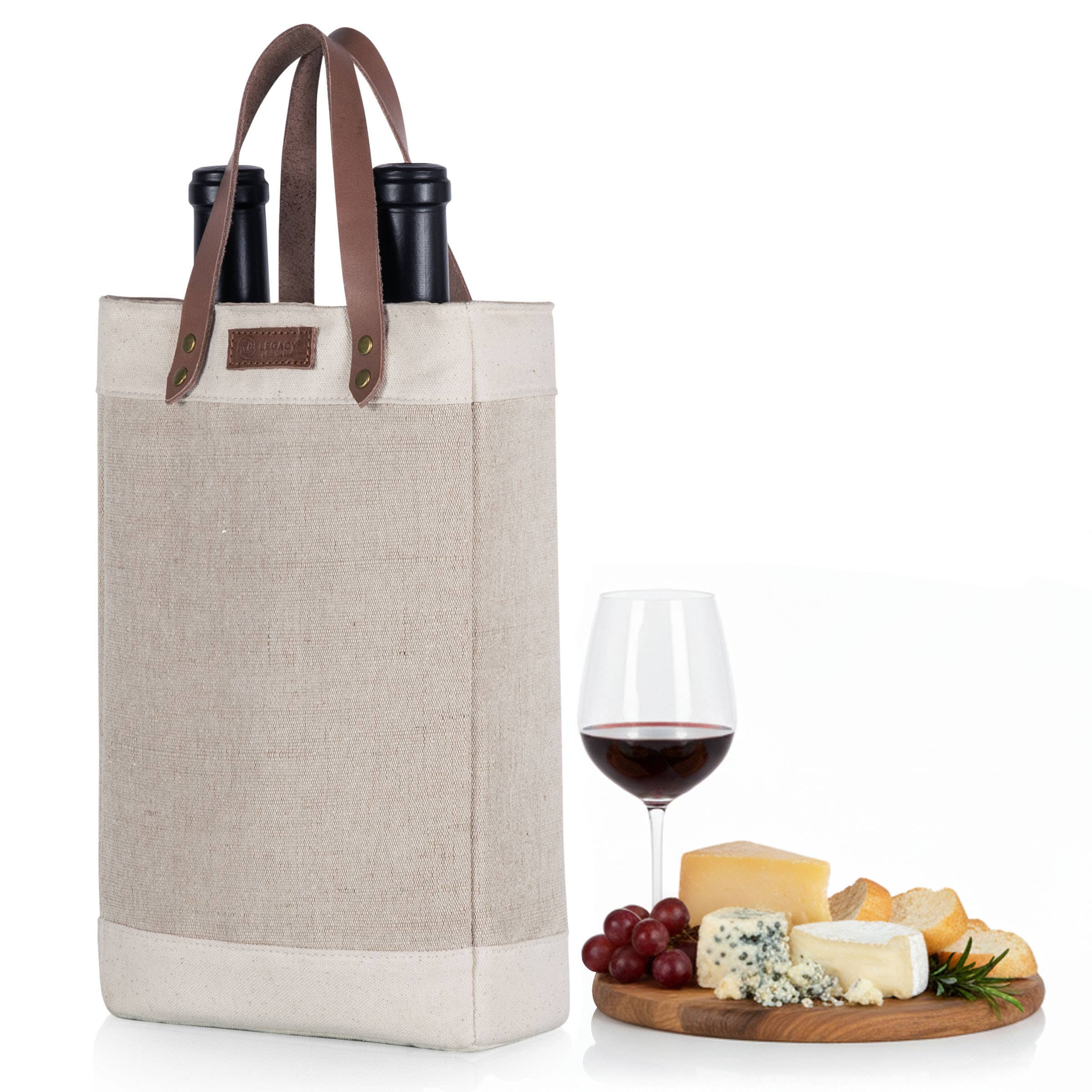 Natural 2 Bottle Insulated Wine Tote