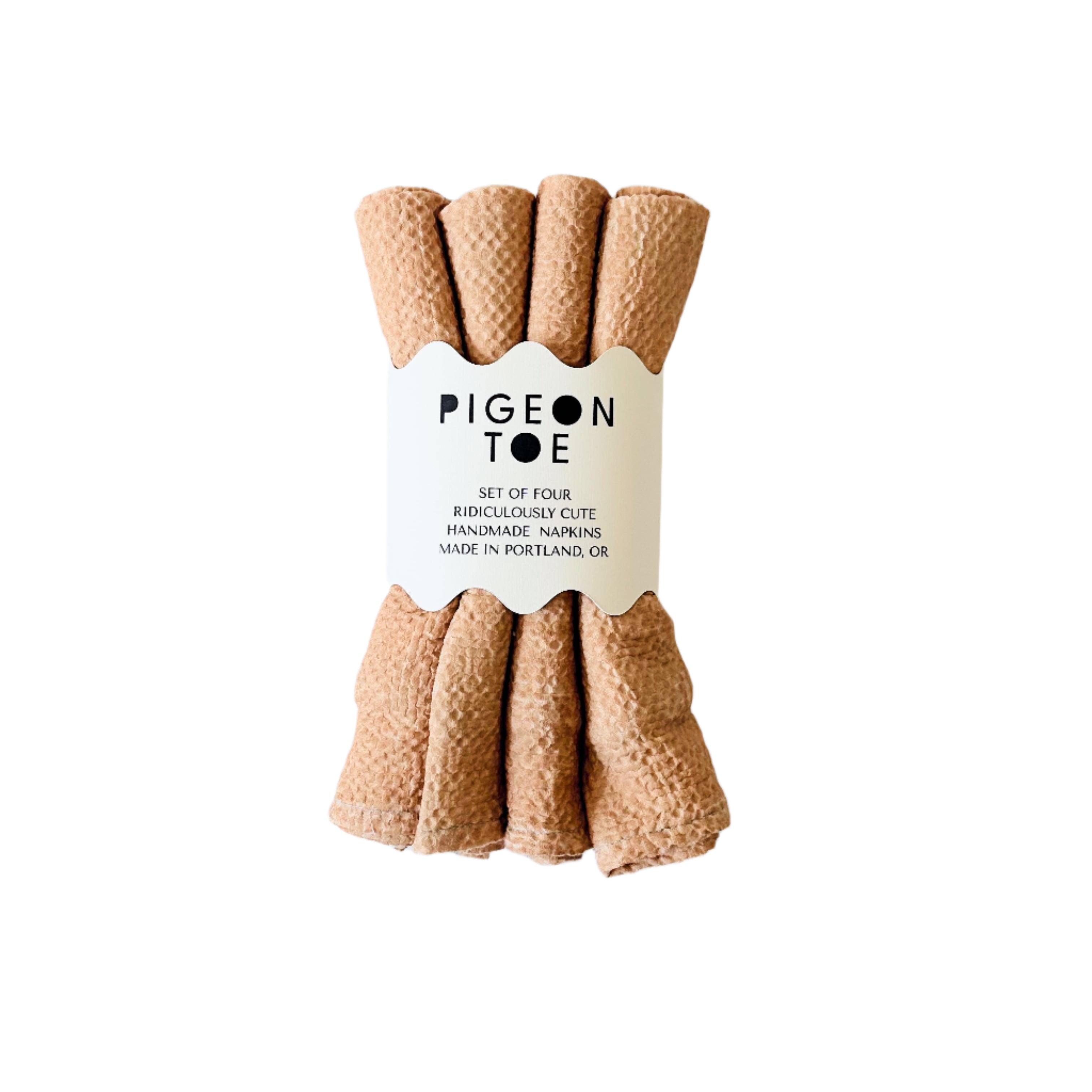 Set of 4 textured cotton napkins all hand dyed a light yellow hue