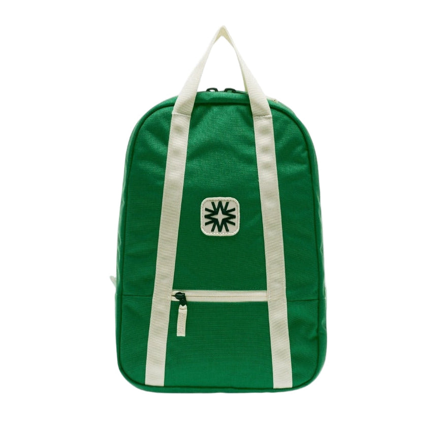 Arrow Pack backpack in juniper green canvas with adjustable straps, spacious design for daily use, school, or travel