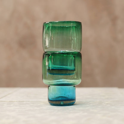Handblown Stacking Glass – Teal