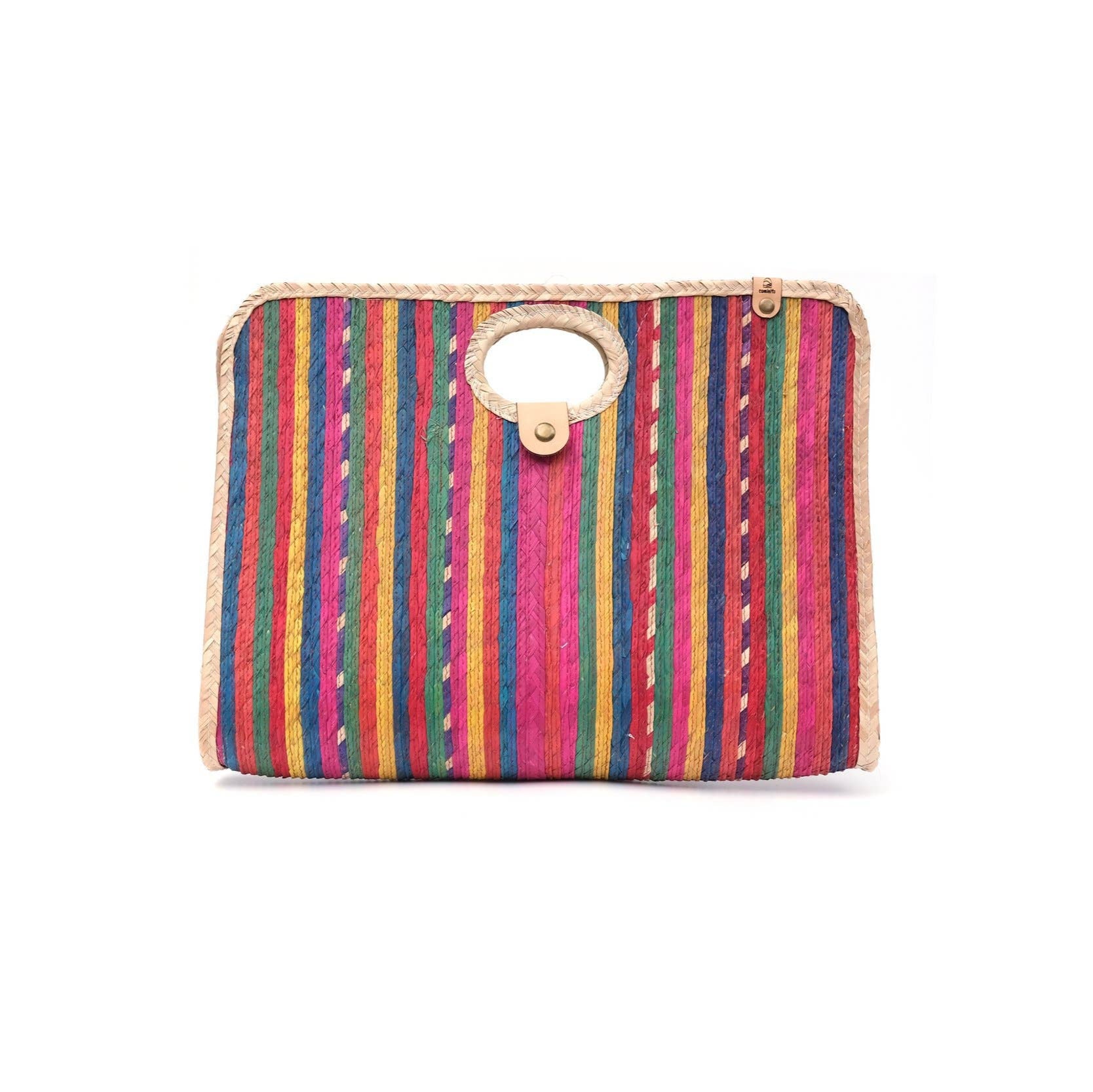 Vibrant portfolio-style clutch with magnetic closure, a bold statement piece for carrying essentials with ease.
