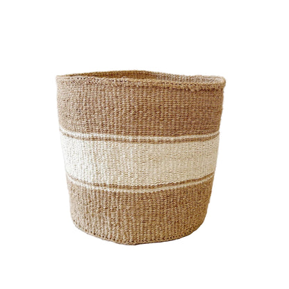 Striped Handwoven Kenyan Sisal Storage Basket: L