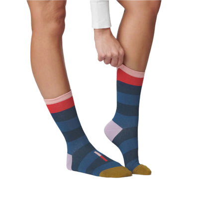 Fillmore Blue Striped Crew Socks