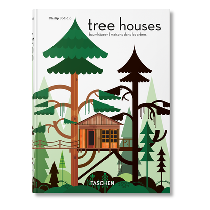 A book called "Tree Houses" with illustrated trees and a treehouse on the cover 