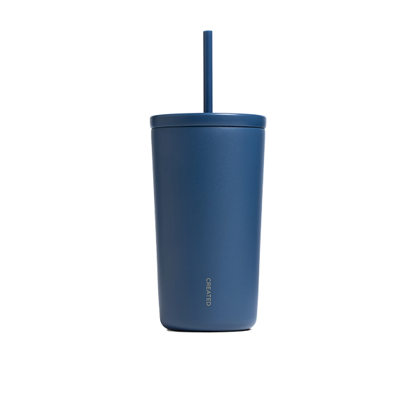 Pacific blue 16oz Cold Cup with twist lid and reusable straw, BPA-free, and no-sweat finish. Perfect for hot or iced tea.