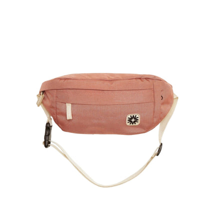Louie Sling bag in rose pink canvas with adjustable strap, compact crossbody perfect for weekend outings or festivals.