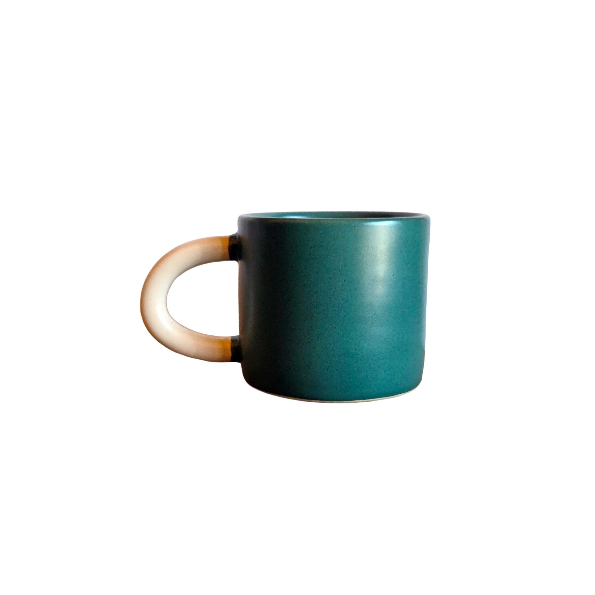 Classic ceramic mug in emerald green with cream handle, 10oz size, ideal for coffee, tea, or daily kitchen use.