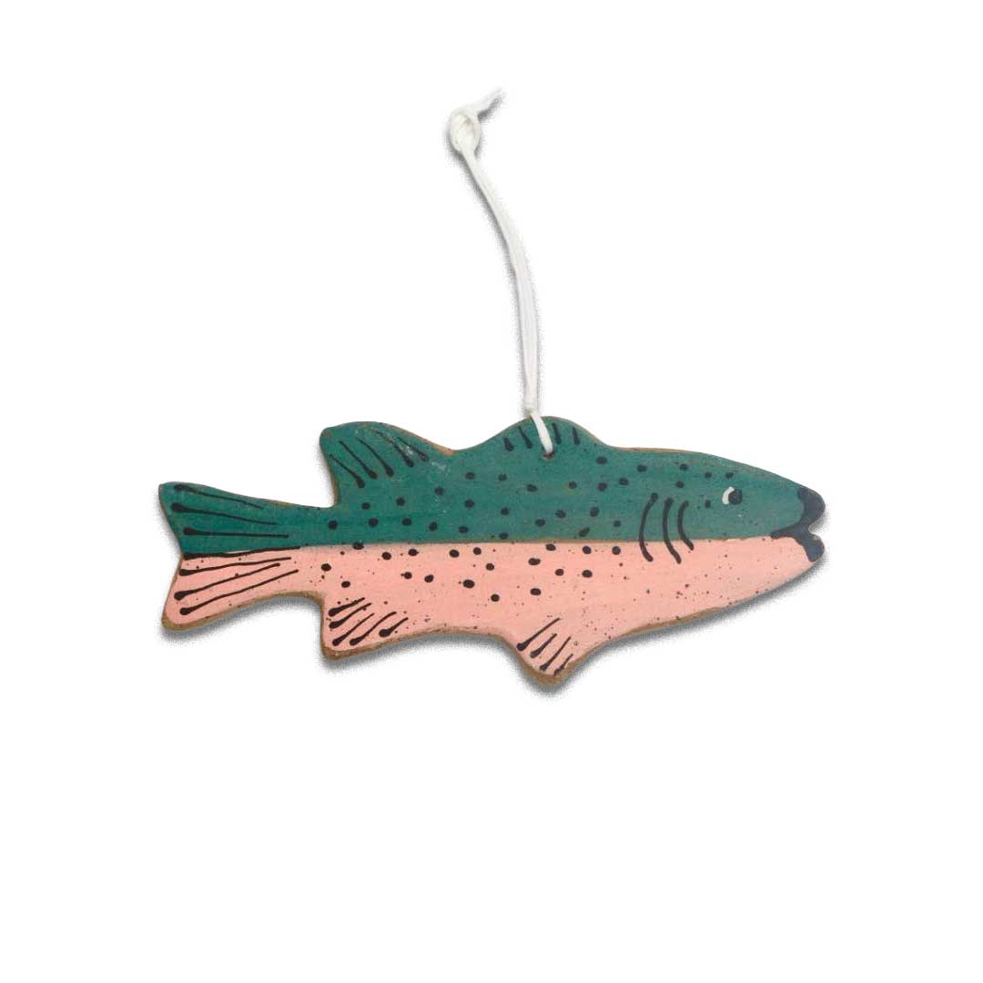 Ceramic Fish Ornament: teal/blush