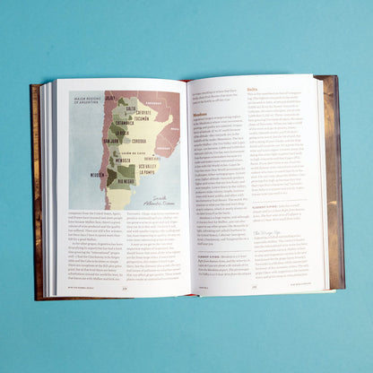Open pages of fun, informative book about wine