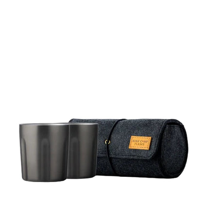 Gunmetal Firelight tumbler 2-pack, 10.5oz each, in wool felt case, ideal for whiskey nights, tailgates, or BBQ's.