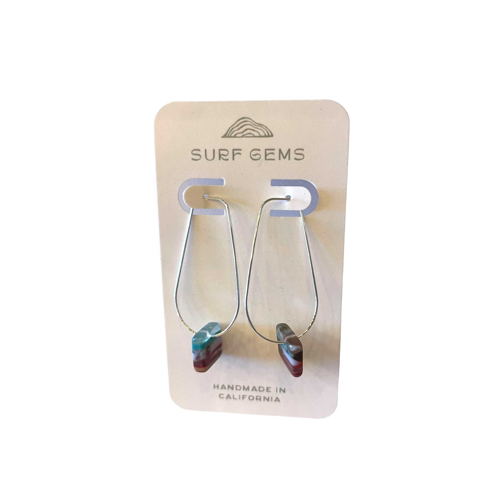 Sea Glass Surf Rock Hoop Earrings