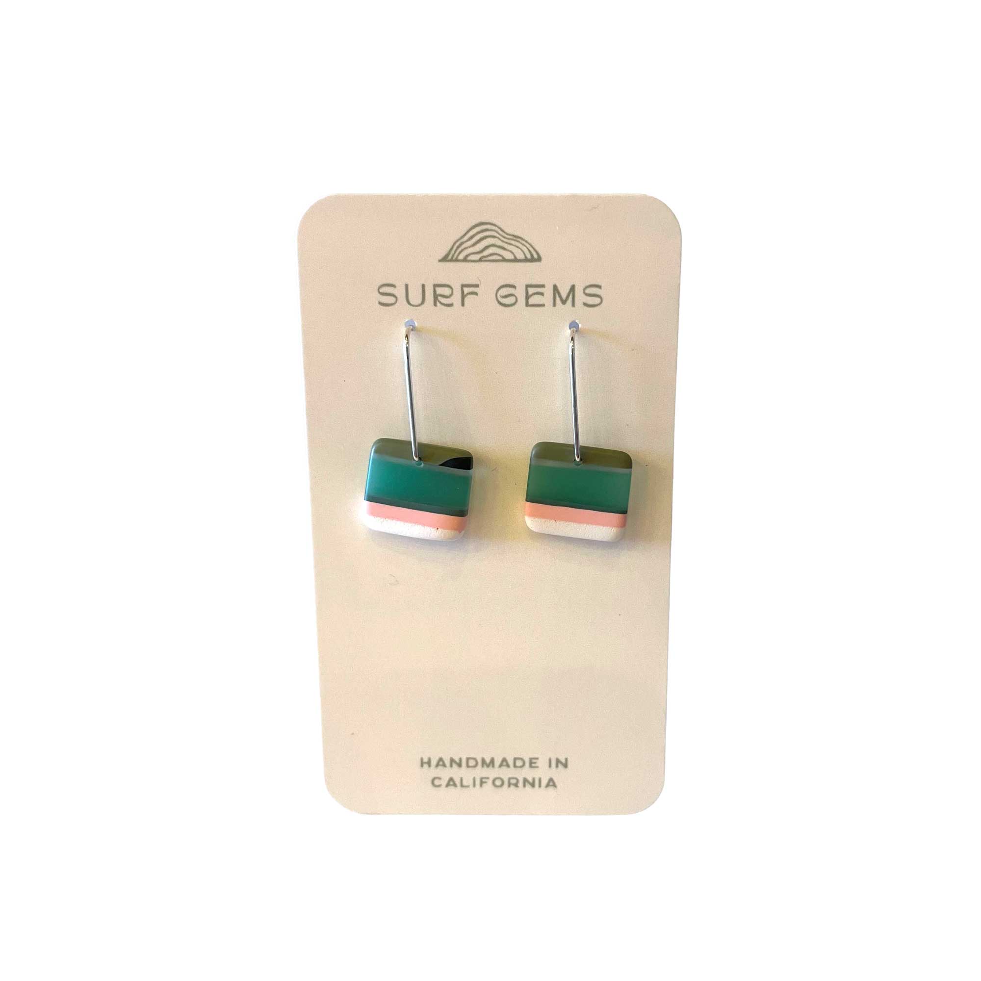 Seafoam Stripe Surf Rock Earrings