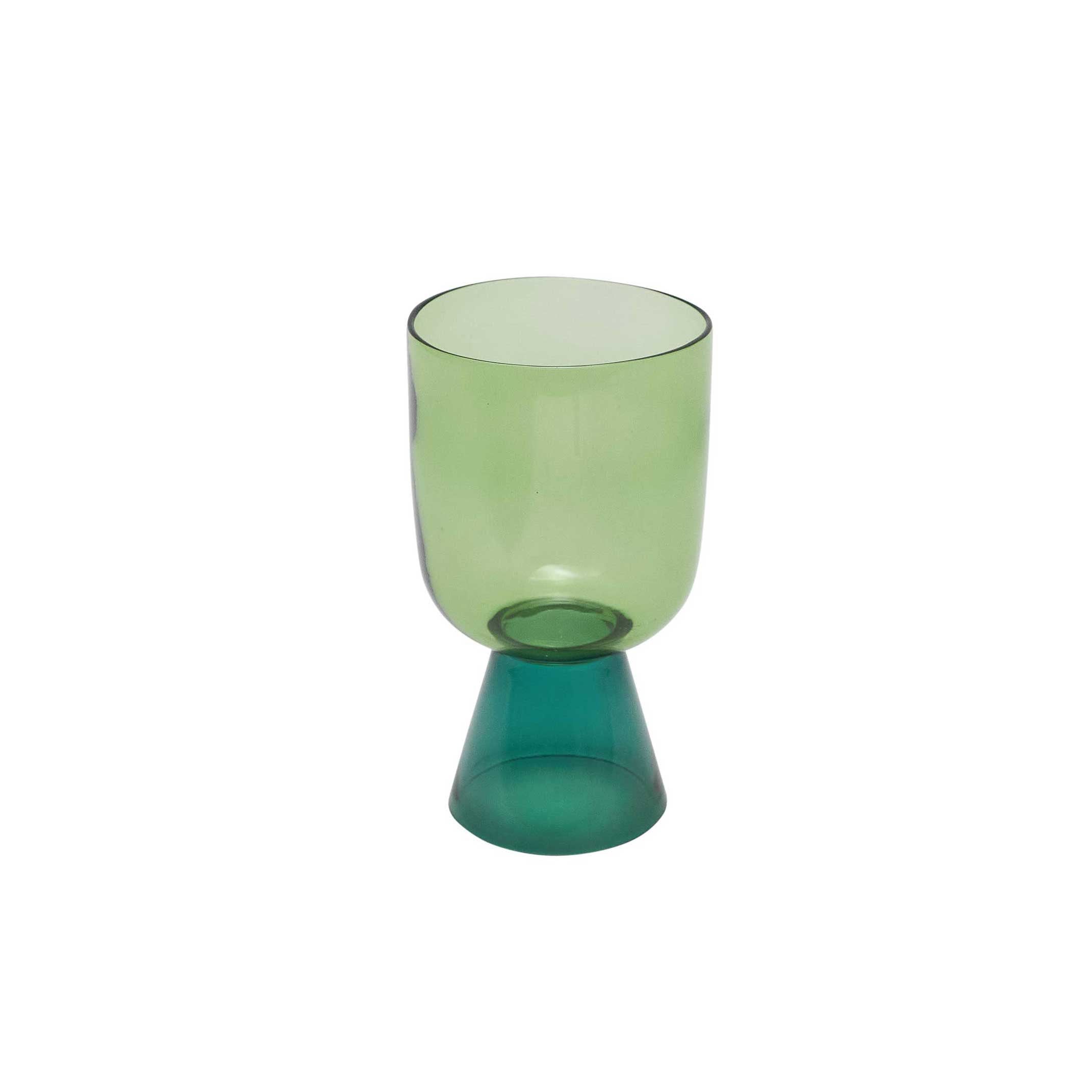 Hand-blown tall tumbler in green jewel tone glass, 12oz size perfect for water, cocktails, or adding color to any table.