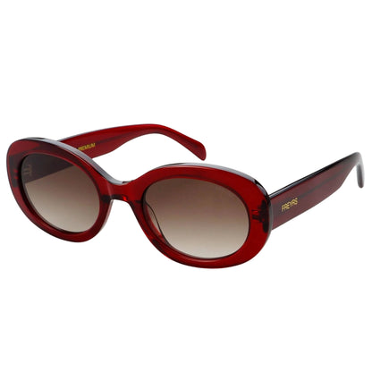 Dark Cherry Red Oval Sunglasses