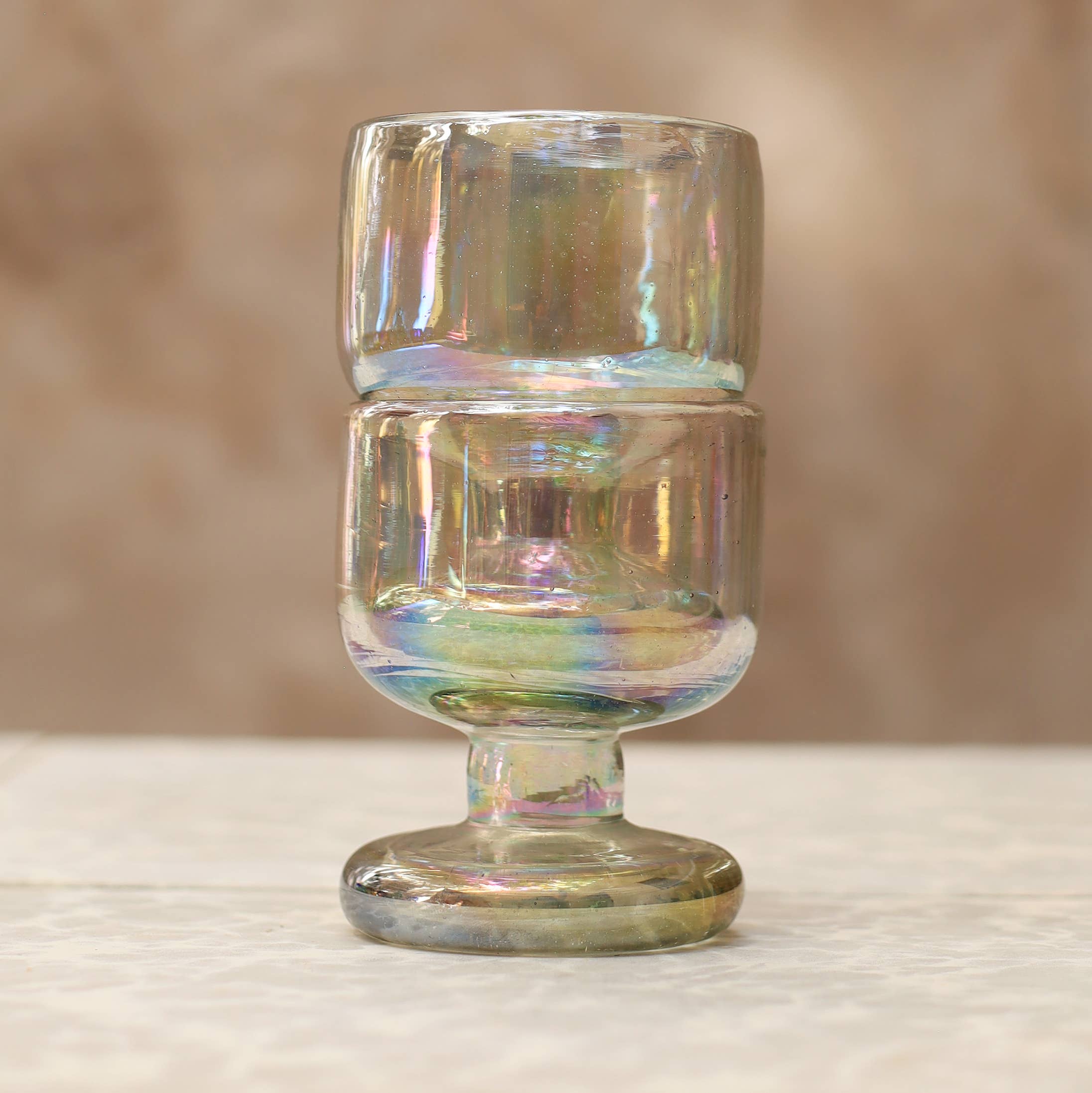 Handblown Stackable Copa Glass – Iridescent