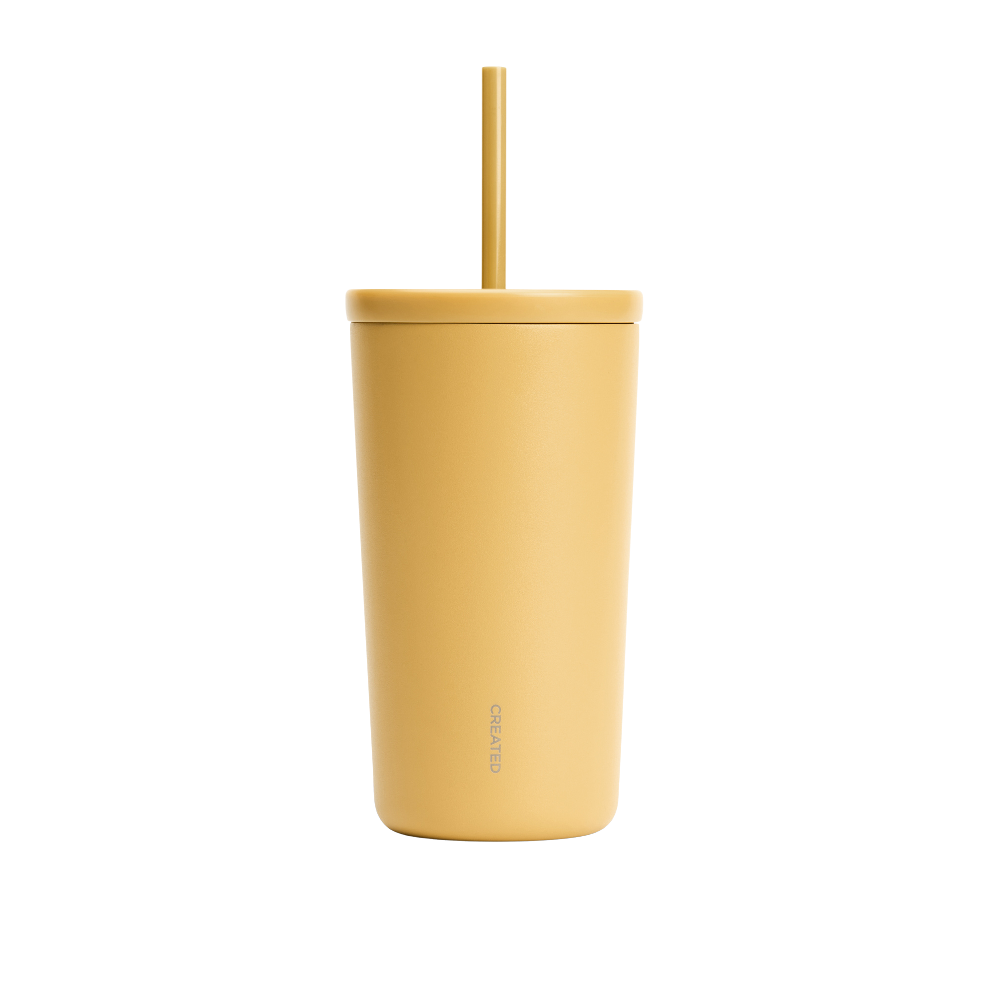 Loquat(darker yellow) 16oz Cold Cup with twist lid and reusable straw, BPA-free, no-sweat finish, keeps drinks hot or cold.