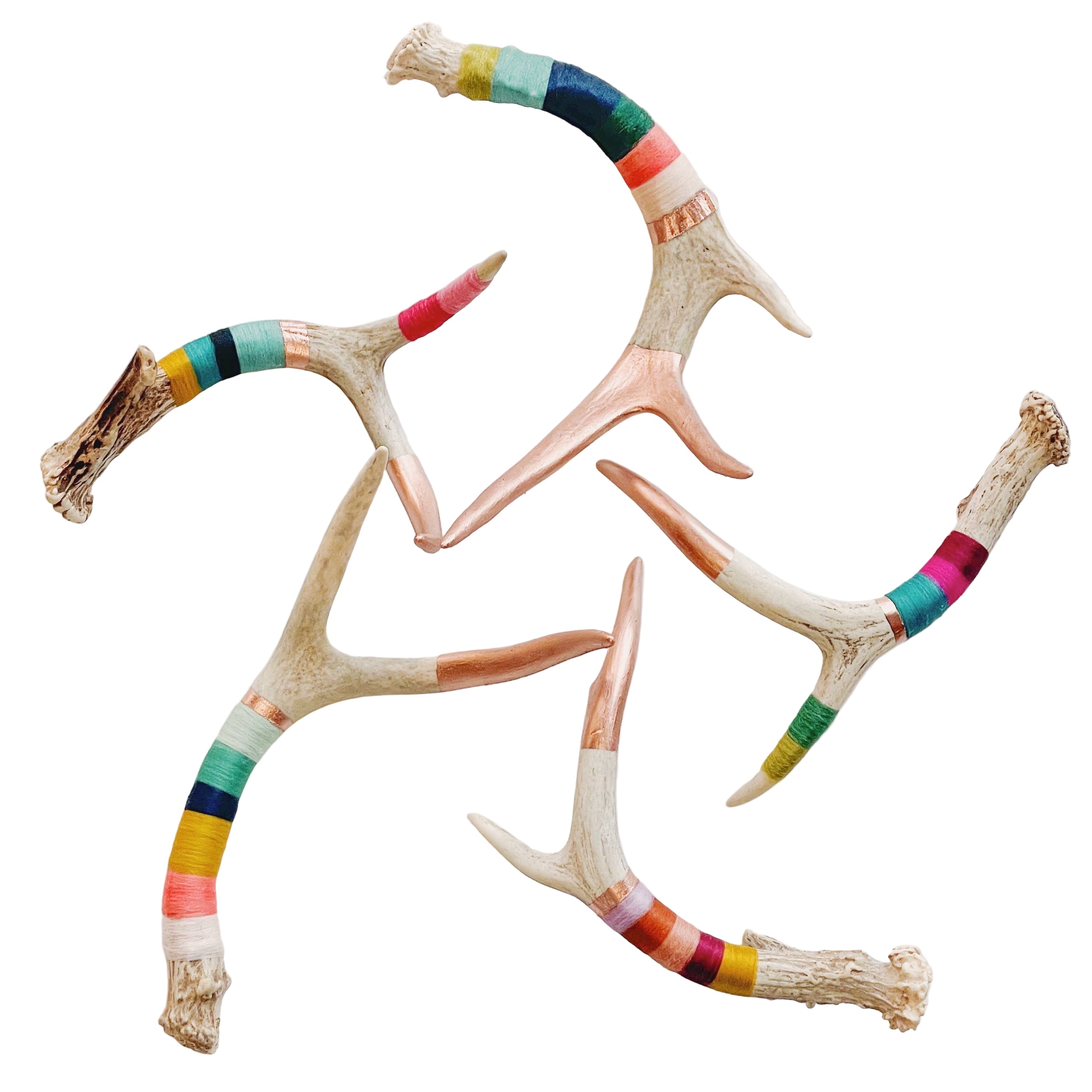 Small Whitetail Wool Wrapped Deer Antler with Copper