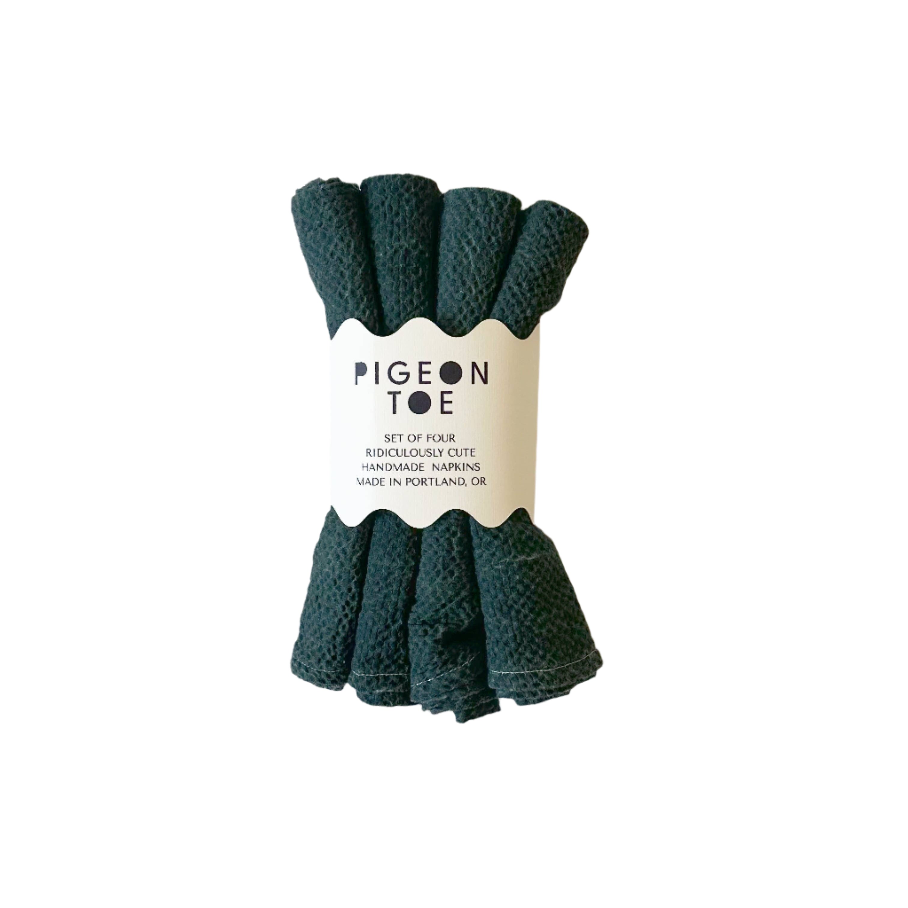 Set of 4 textured cotton napkins all hand dyed a deep emerald green
