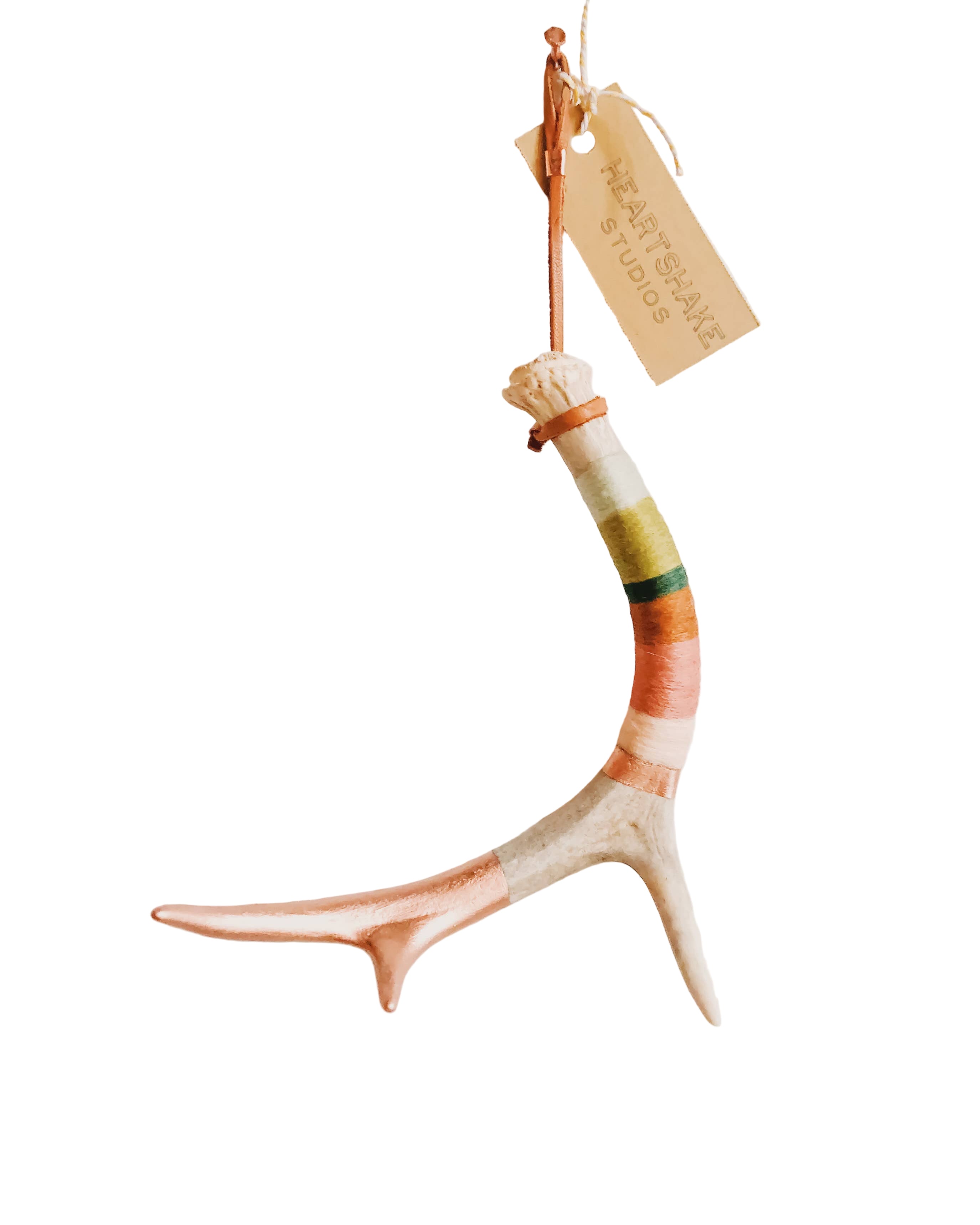 Small Whitetail Wool Wrapped Deer Antler with Copper