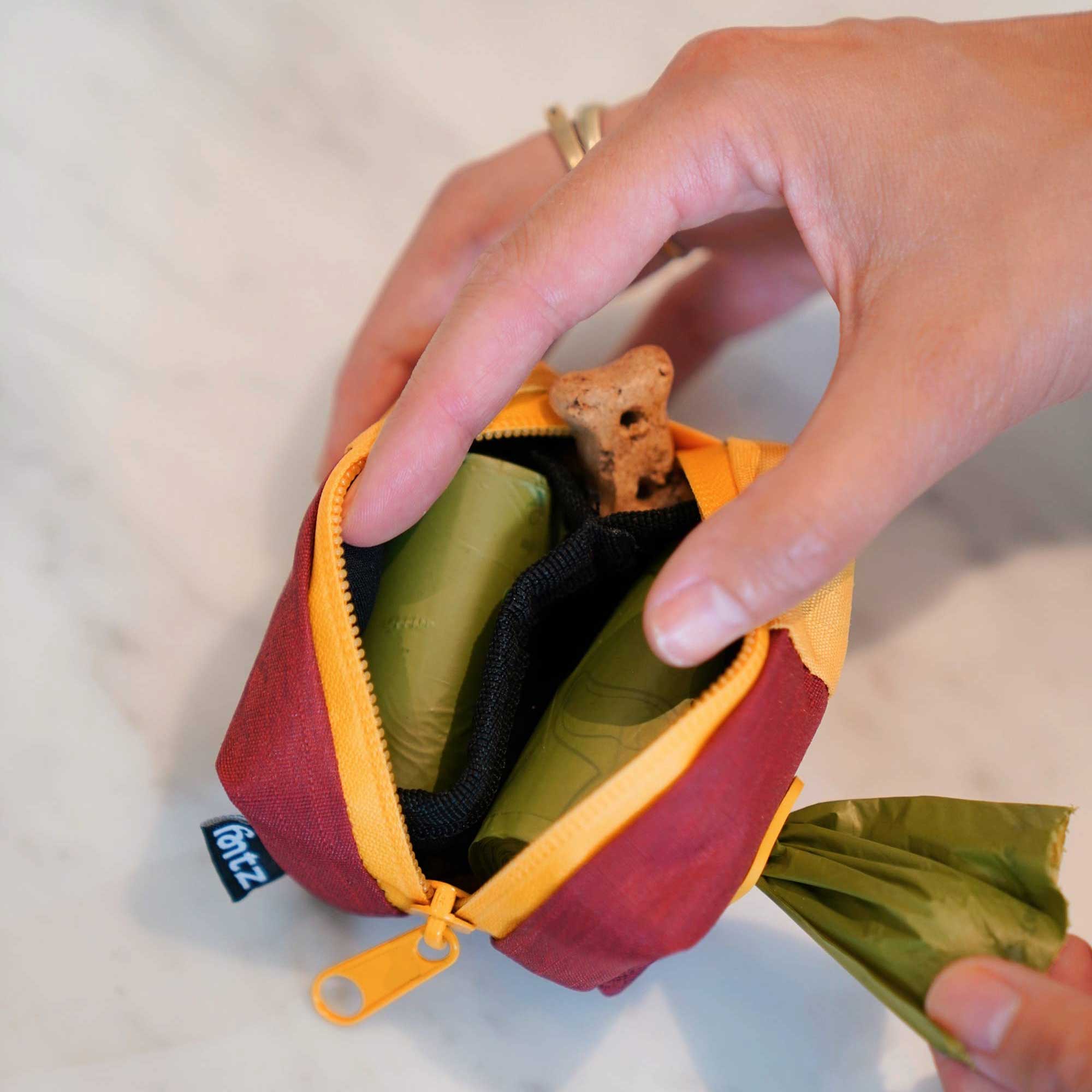 Burgundy + Mustard Dog Poop Bag Holder