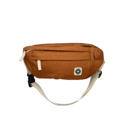 Louie Sling bag in a earthy rust color canvas with adjustable strap, compact crossbody ideal for daily commutes or casual wear.